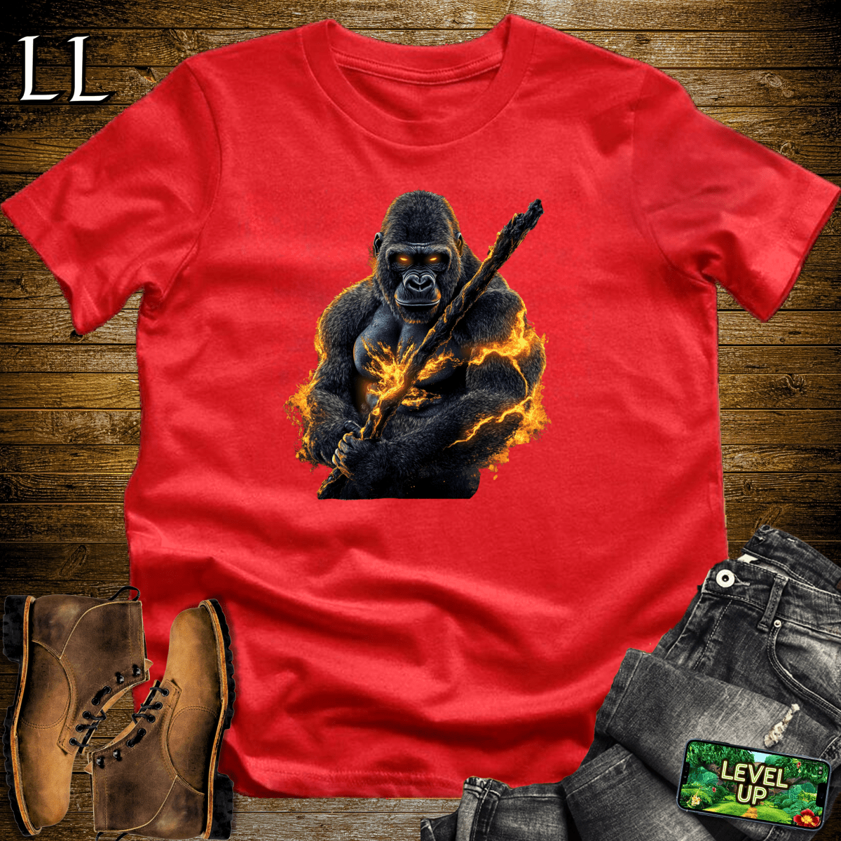 Fire Gorilla Softstyle Tee - Red - LegacyLayers
