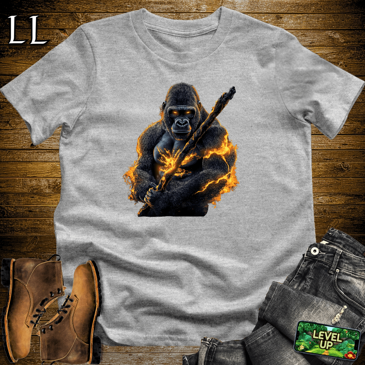 Fire Gorilla Softstyle Tee - Sport Grey - LegacyLayers