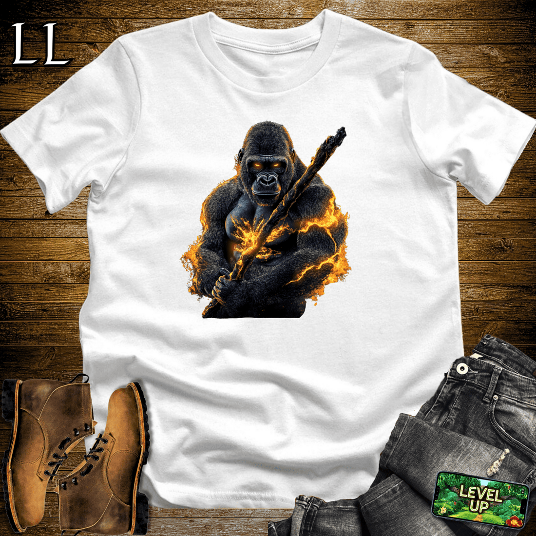 Fire Gorilla Softstyle Tee White | Wildfire Shirt