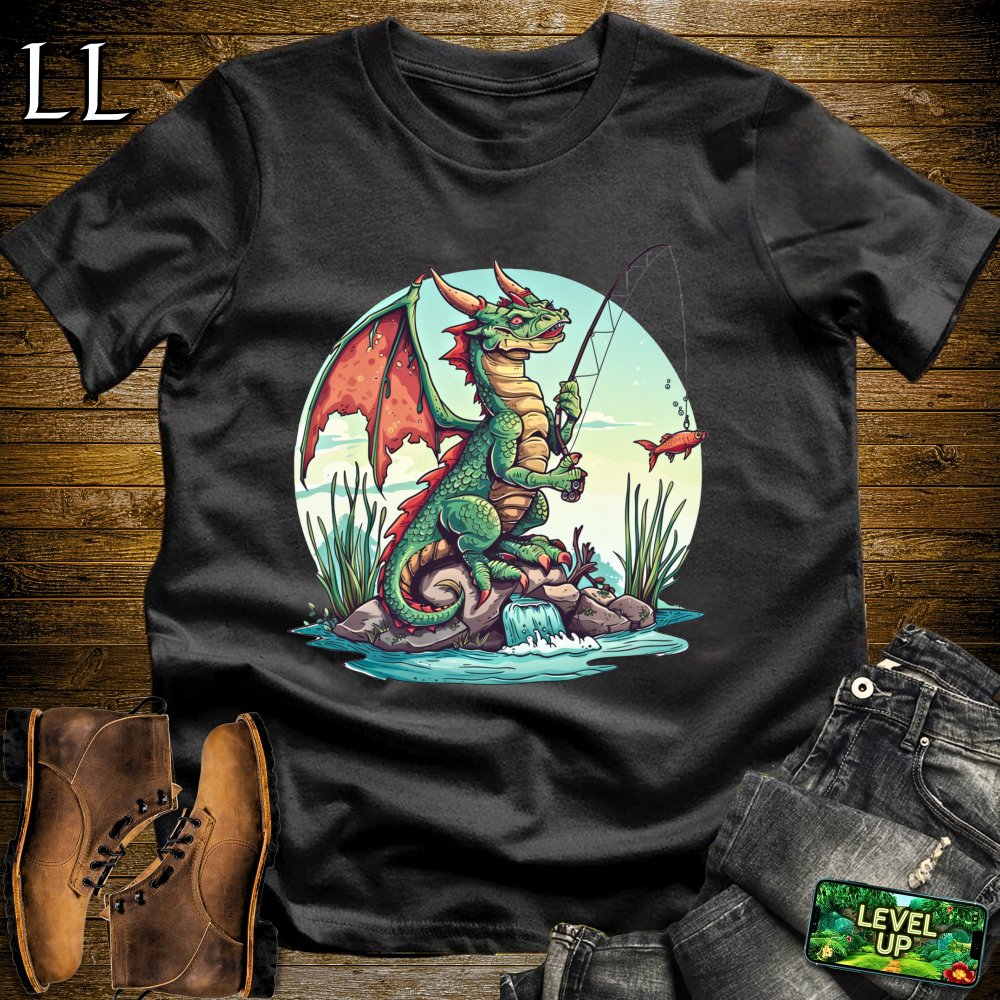 Fishing Dragon Softstyle Tee - Black - LegacyLayers