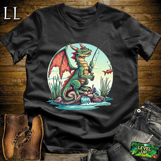 Fishing Dragon Softstyle Tee - Black - LegacyLayers