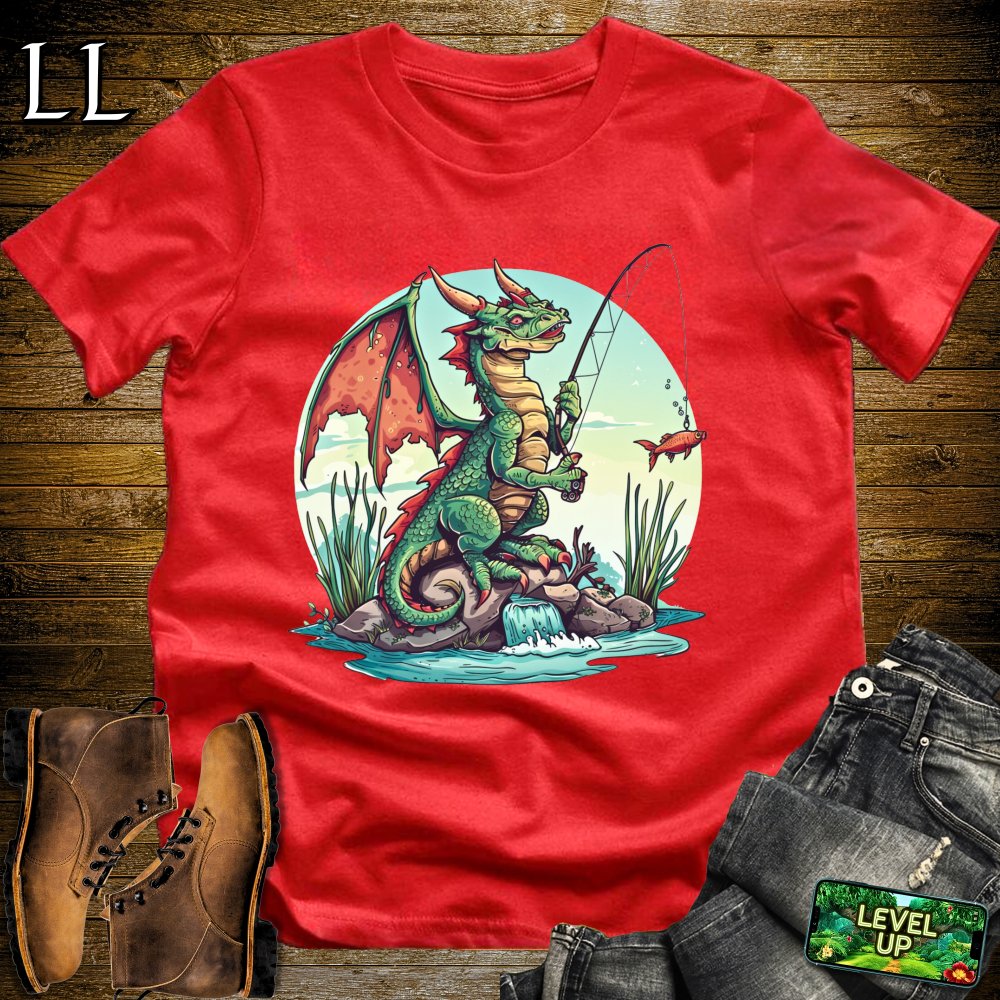 Fishing Dragon Softstyle Tee - Red - LegacyLayers