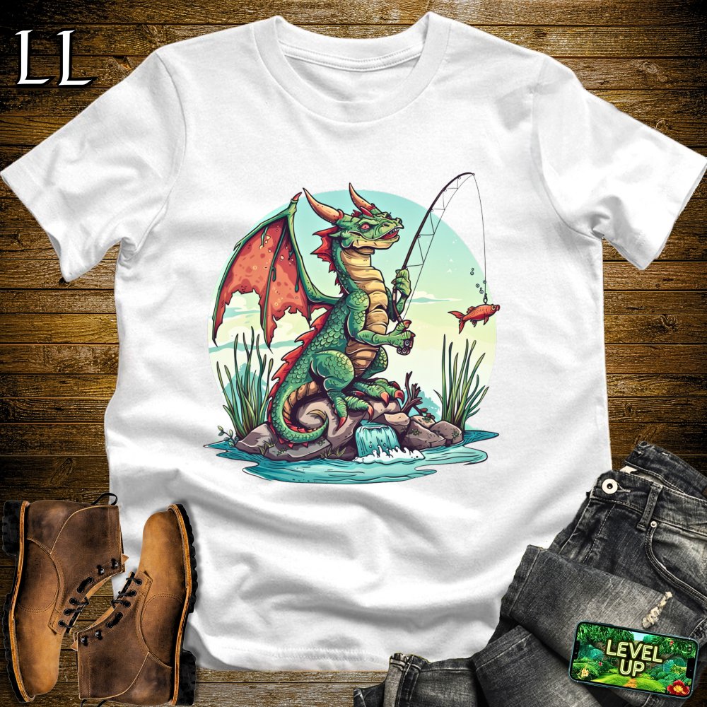 Fishing Dragon Softstyle Tee - White - LegacyLayers