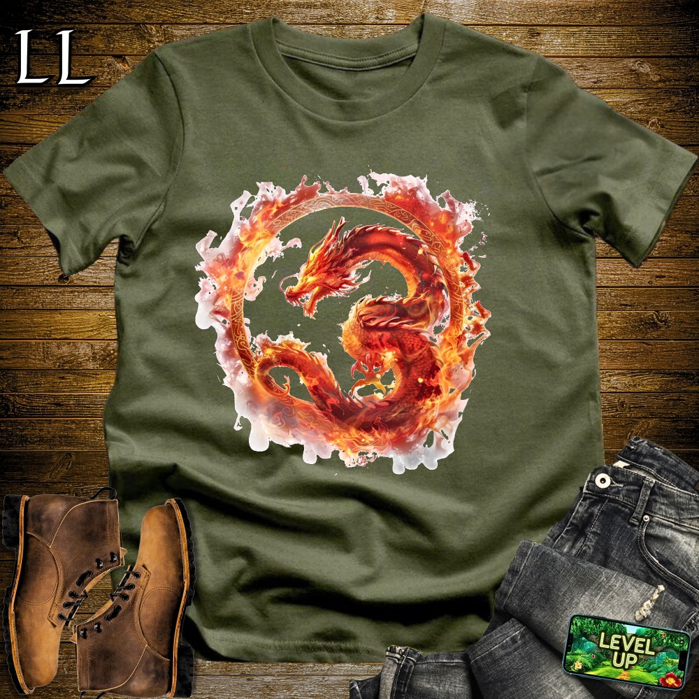 Flame Dragon Softstyle Tee - Military Green - LegacyLayers