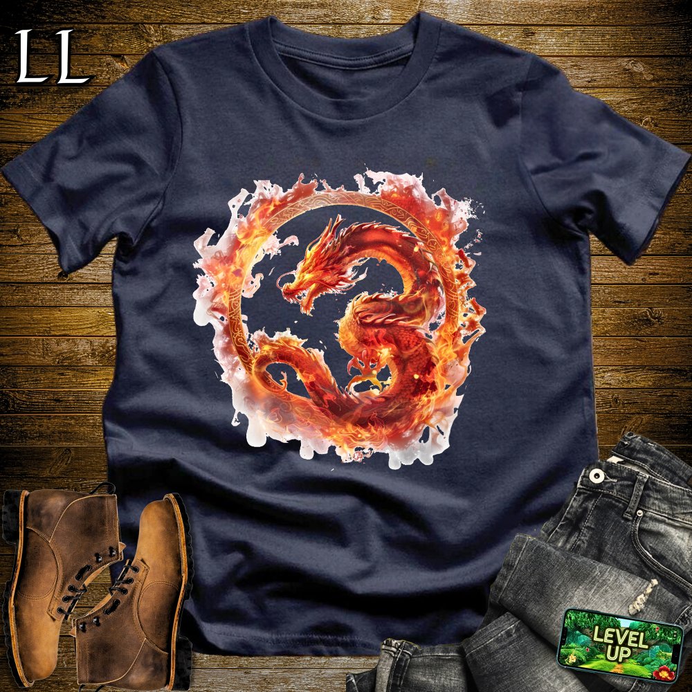 Flame Dragon Softstyle Tee - Navy - LegacyLayers