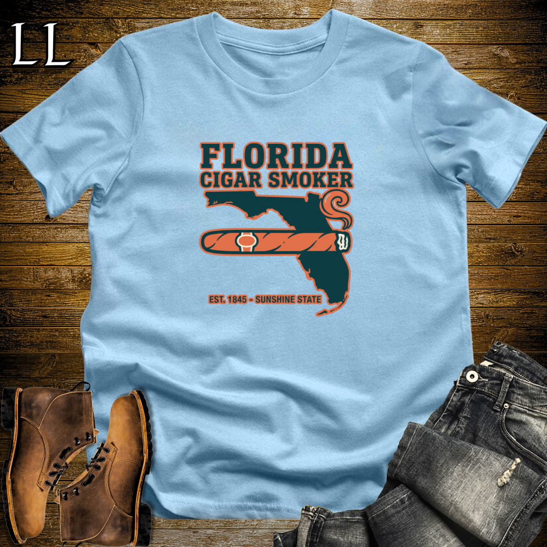 Florida Cigar Smoker T-Shirt Light Blue | Cigar Lover Gift Tee