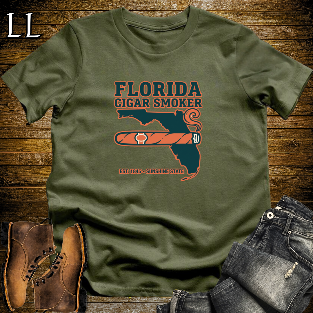 Florida Cigar Smoker T-Shirt Military Green | Cigar Lover Gift Tee
