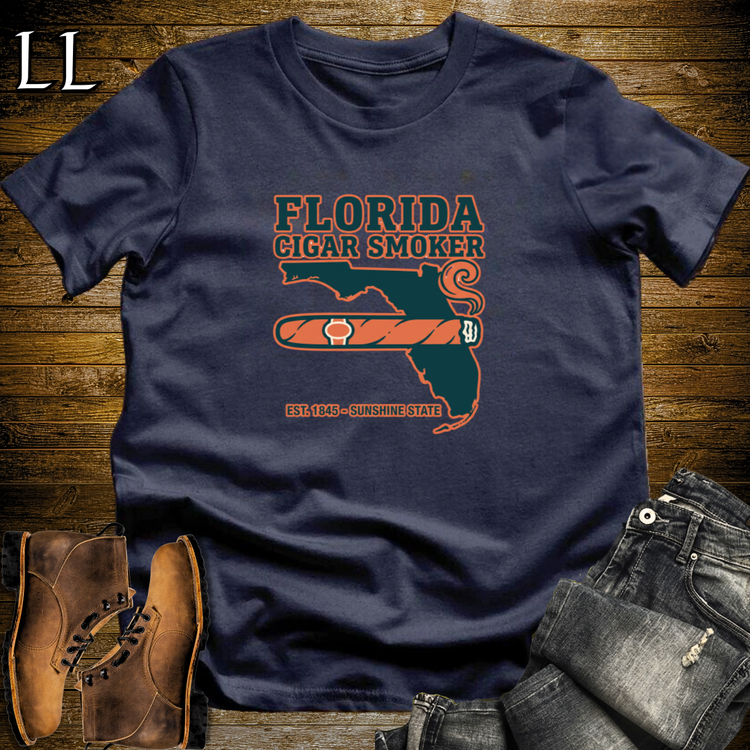 Florida Cigar Smoker T-Shirt Navy | Cigar Lover Gift Tee