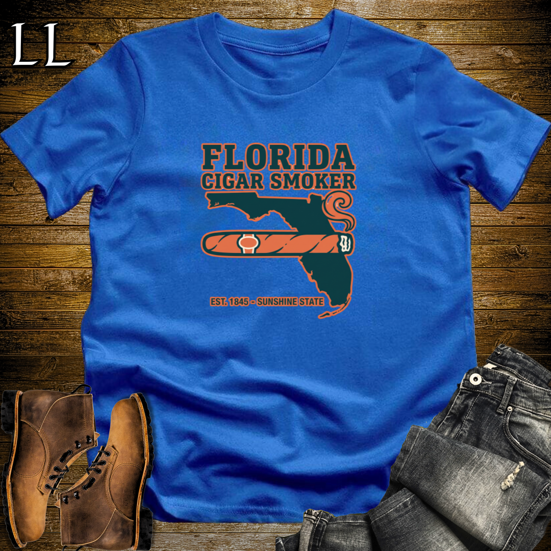Florida Cigar Smoker T-Shirt Royal Blue | Cigar Lover Gift Tee