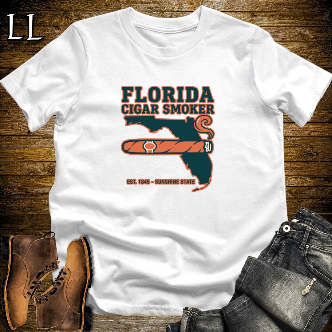 Florida Cigar Smoker T-Shirt White | Cigar Lover Gift Tee