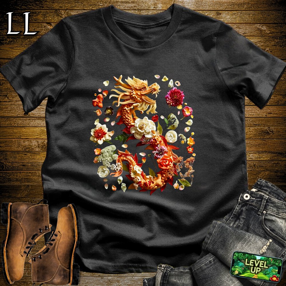 Flower Dragon Softstyle Tee - Black - LegacyLayers