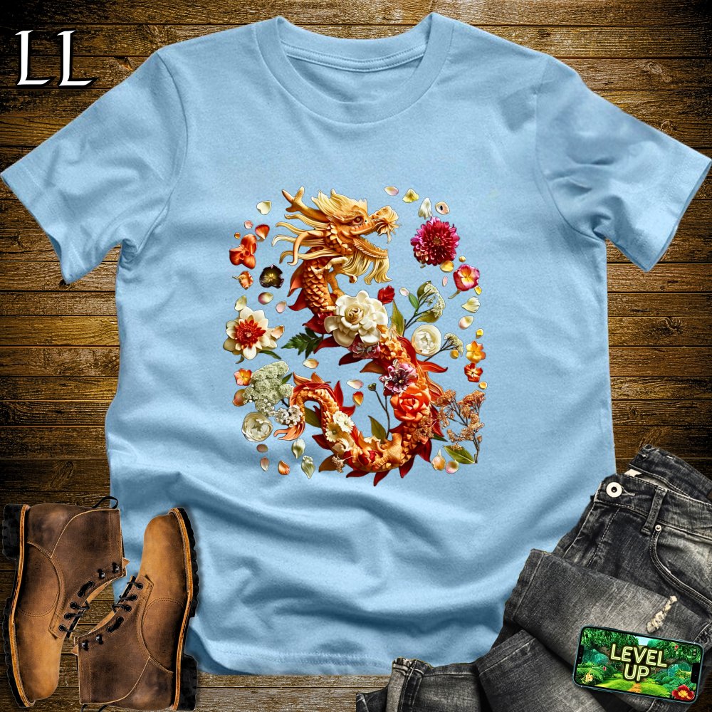 Flower Dragon Softstyle Tee - Light Blue - LegacyLayers