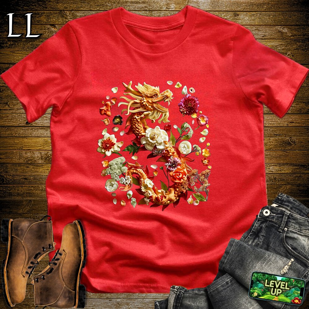 Flower Dragon Softstyle Tee - Red - LegacyLayers