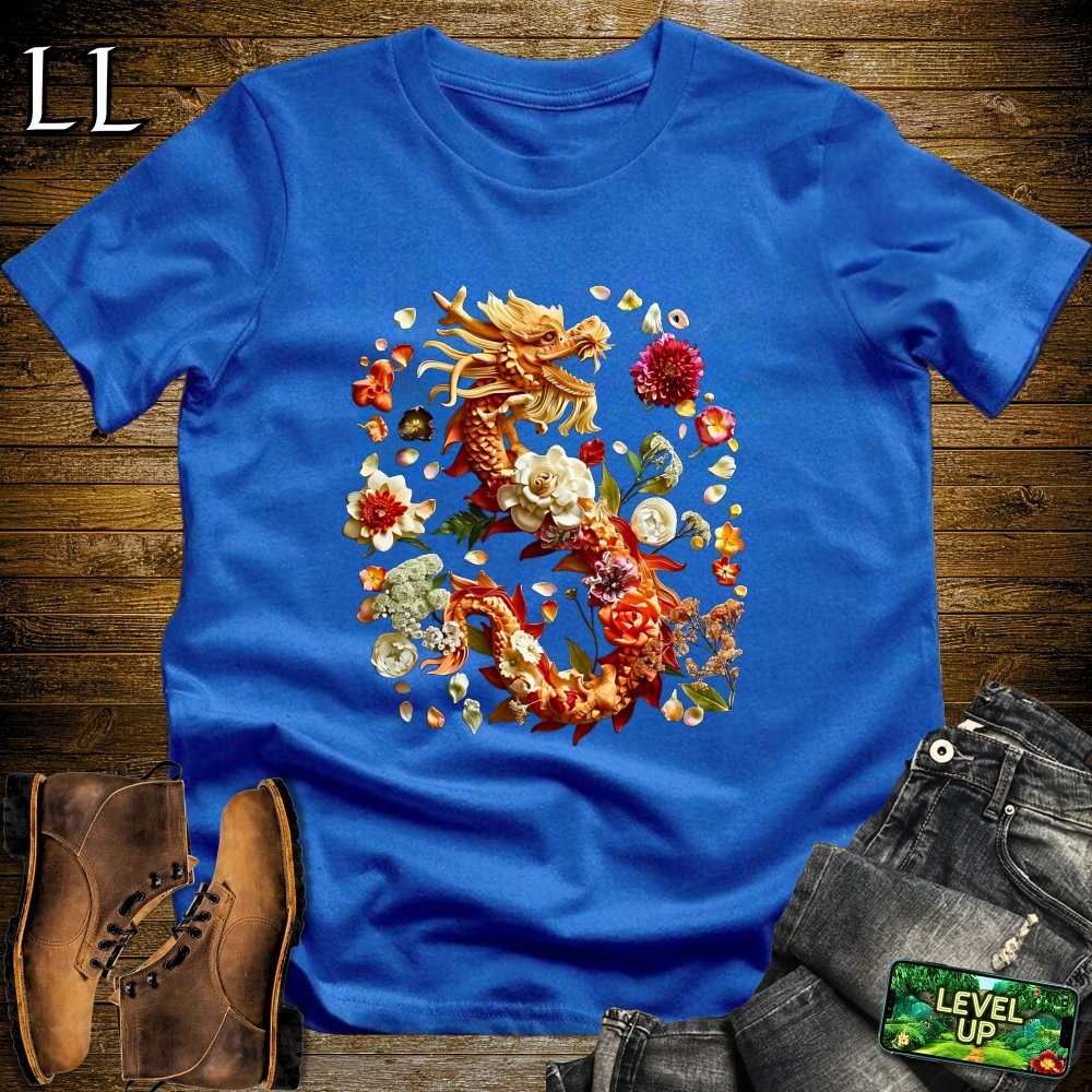 Flower Dragon Softstyle Tee - Royal - LegacyLayers