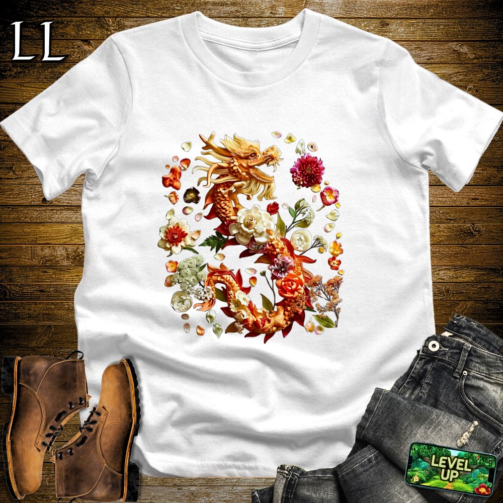 Flower Dragon Softstyle Tee - White - LegacyLayers