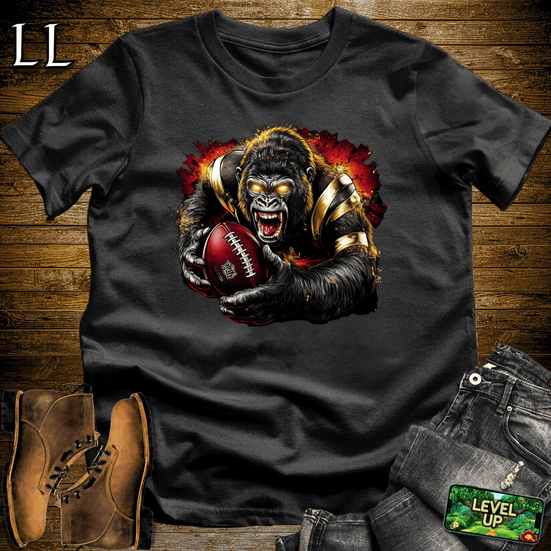 Football Gorilla Black | Sports Fan Shirt