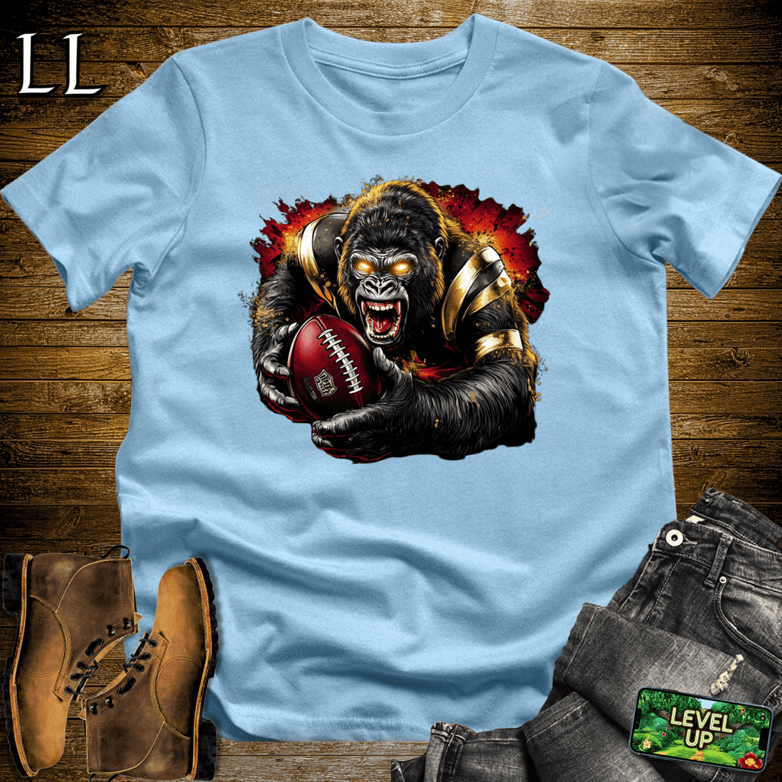 Football Gorilla Light Blue | Sports Fan Shirt
