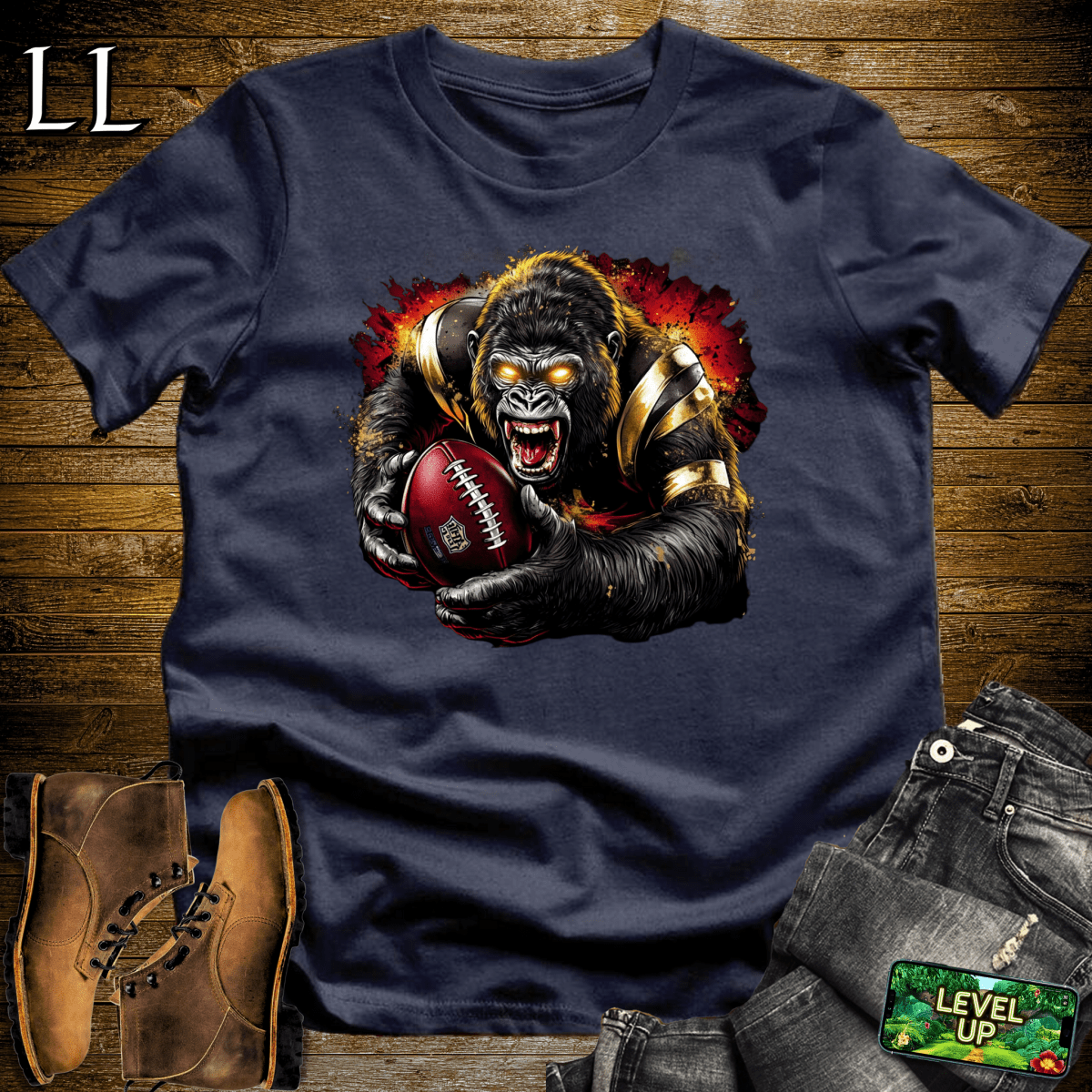 Football Gorilla Softstyle Tee - Navy - LegacyLayers