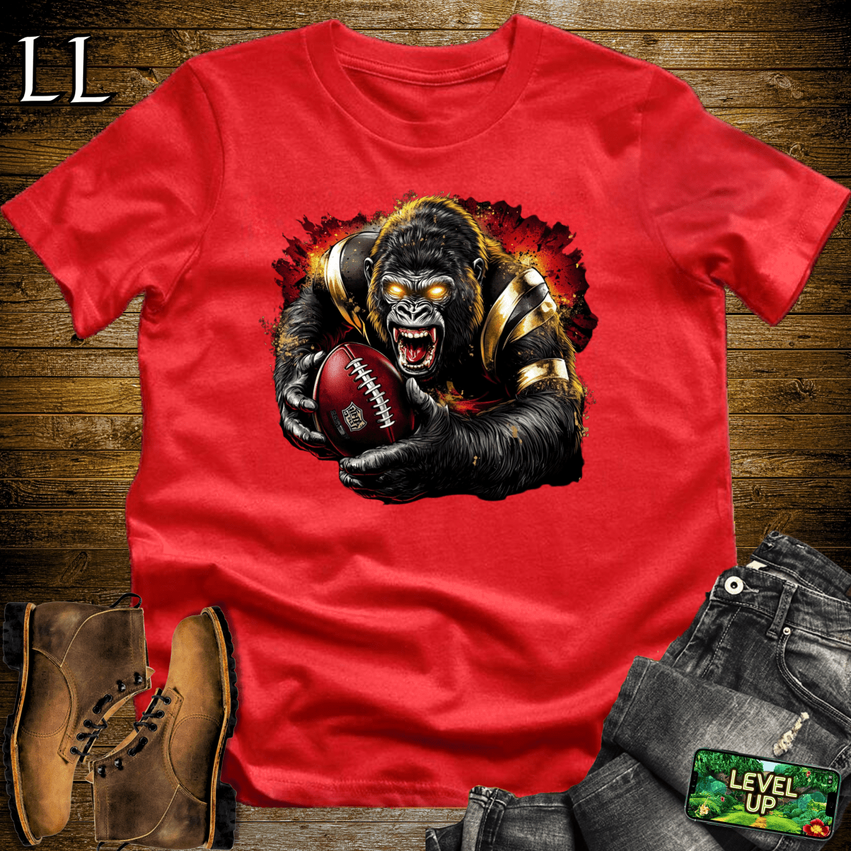 Football Gorilla Softstyle Tee - Red - LegacyLayers