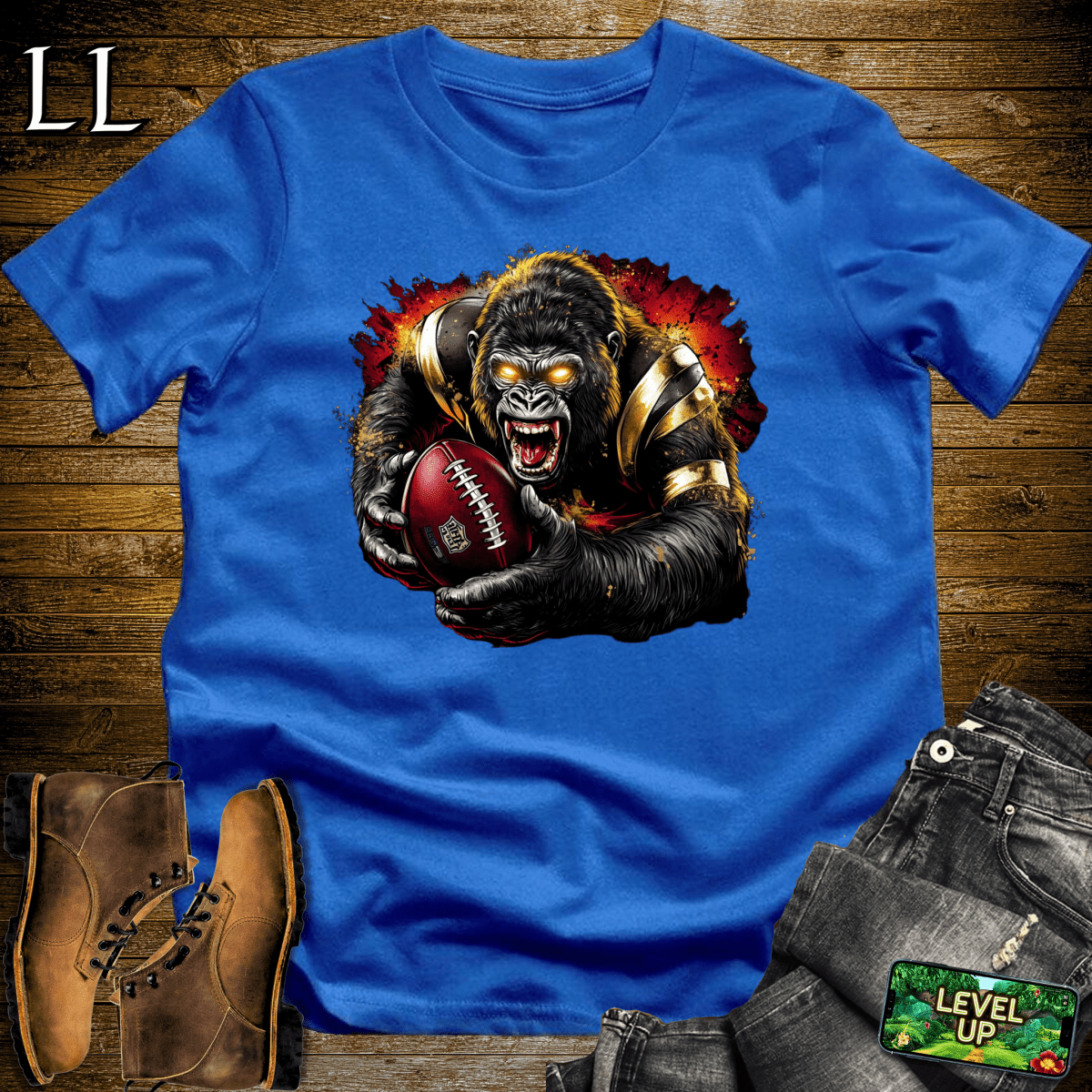 Football Gorilla Softstyle Tee - Royal - LegacyLayers
