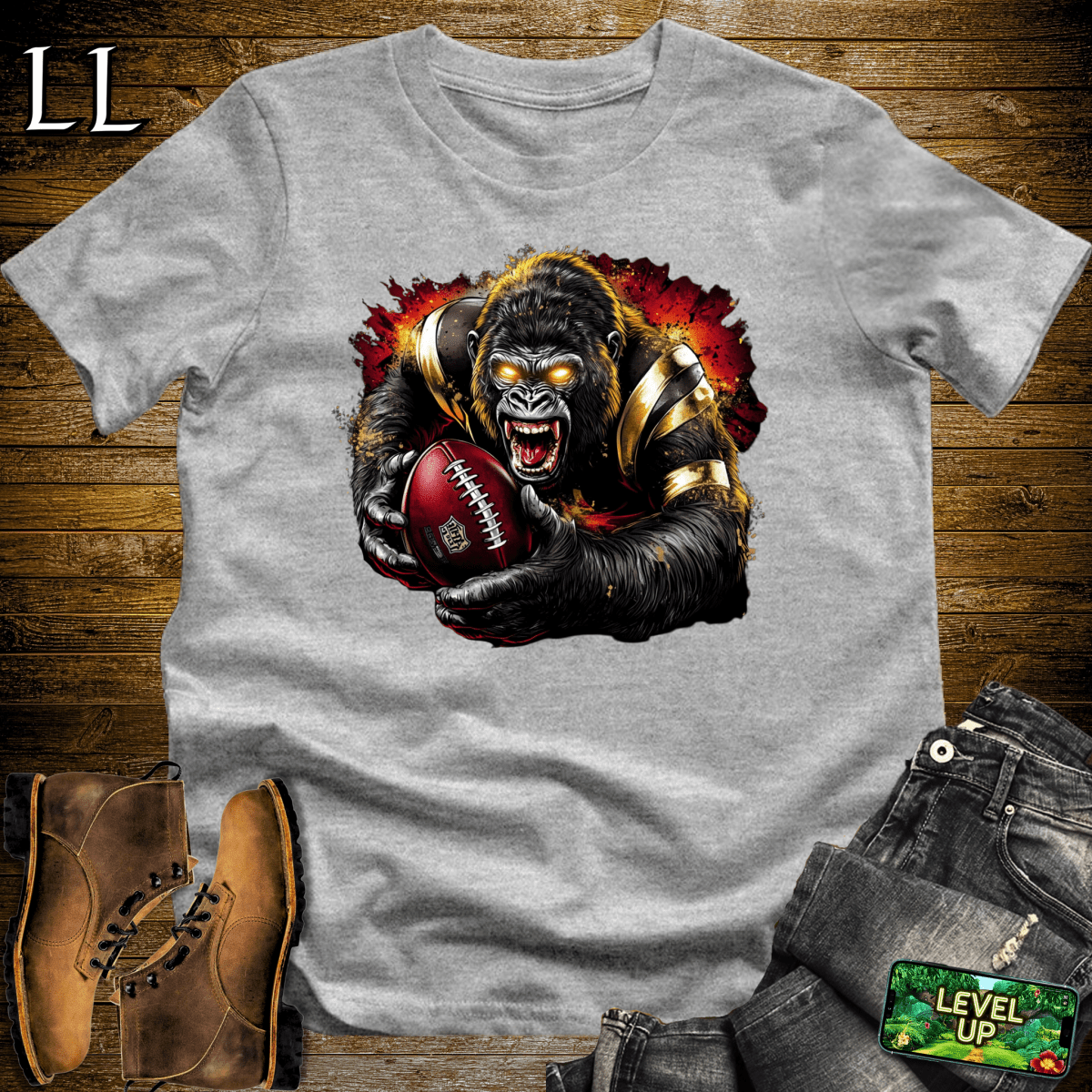 Football Gorilla Softstyle Tee - Sport Grey - LegacyLayers