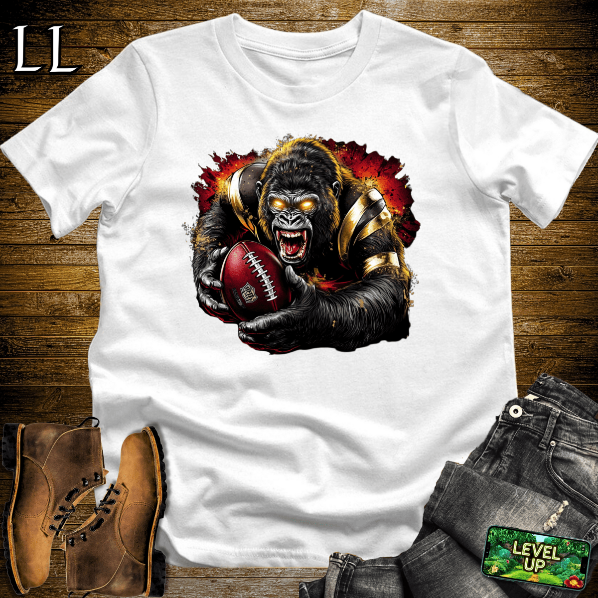 Football Gorilla Softstyle Tee - White - LegacyLayers