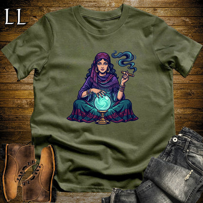 Fortune Teller Crystal Ball Cigar T-Shirt Military Green | Halloween Cigar Shirt