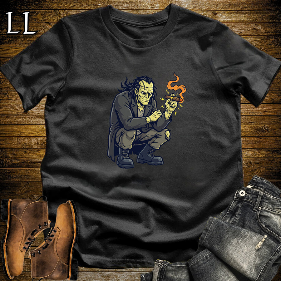 Frankenstein's Creature Cigar T-Shirt Black | Halloween Cigar Shirt