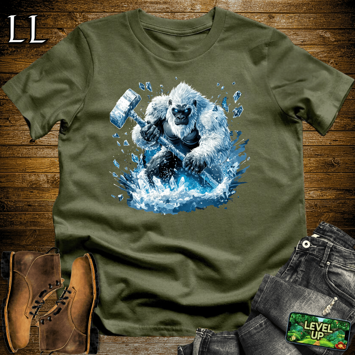 Frozen Gorilla Softstyle Tee - Military Green - LegacyLayers