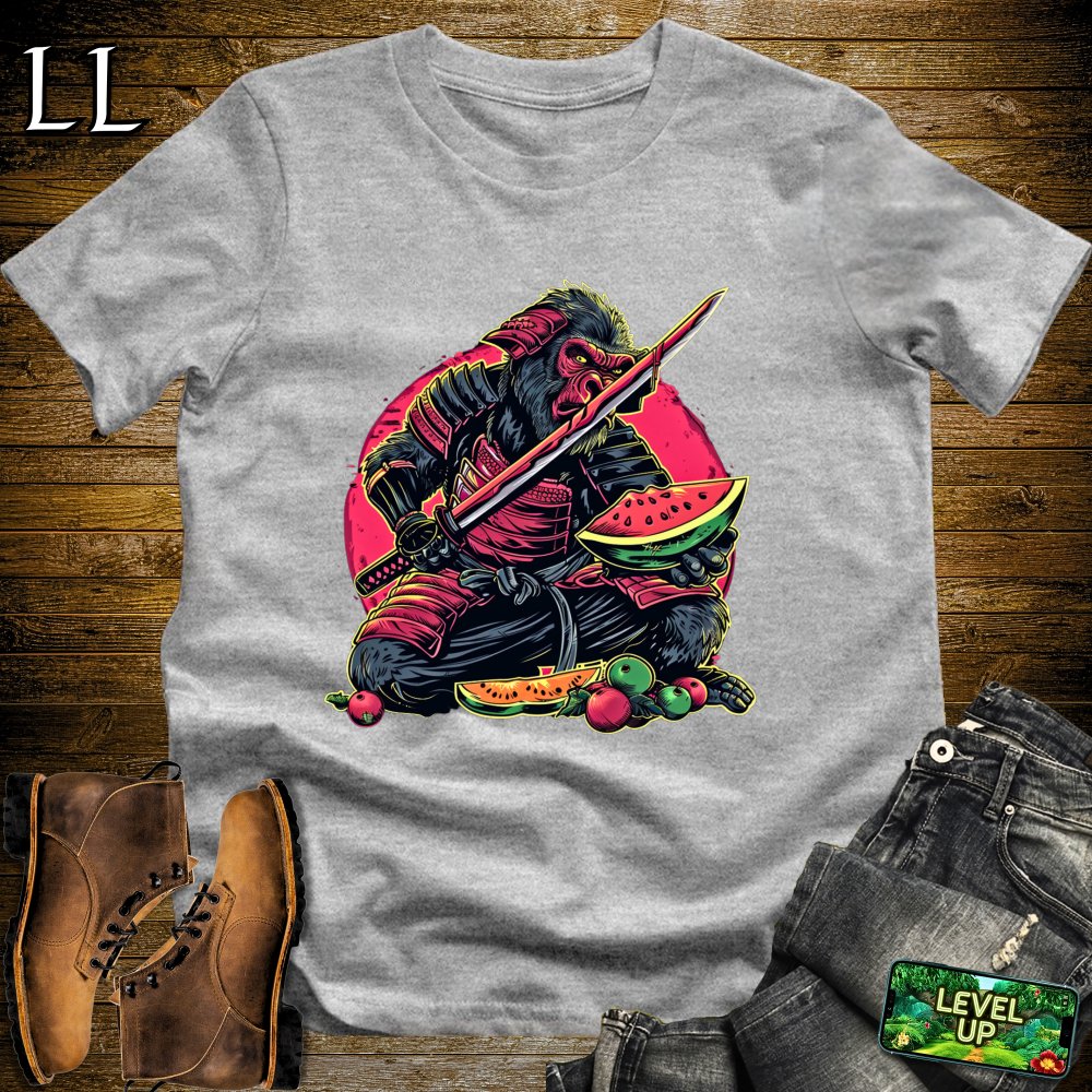 Fruit Monkey Samurai Sport Grey | Playful Warrior Tee