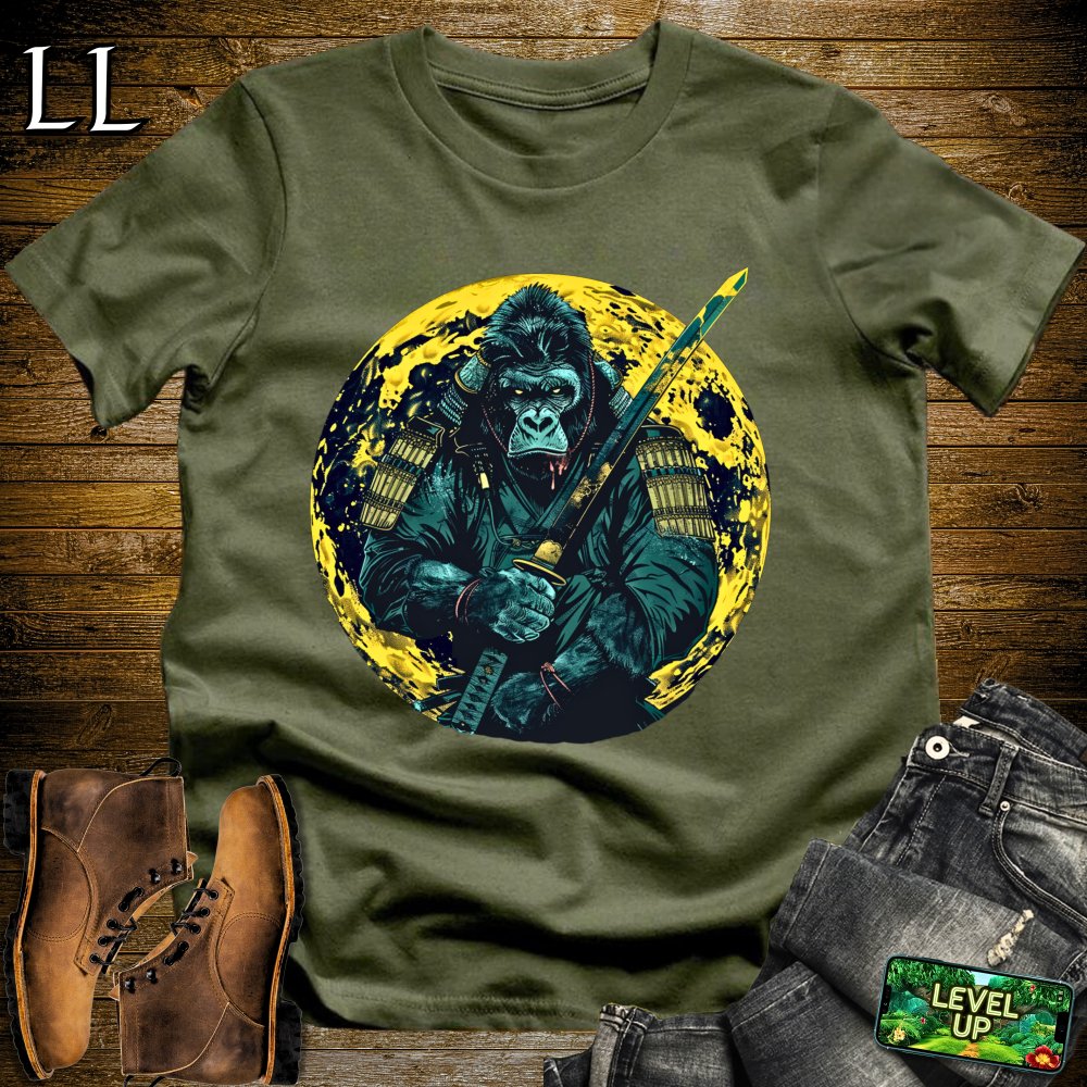 Full Moon Gorilla Samurai Softstyle Tee - Military Green - LegacyLayers