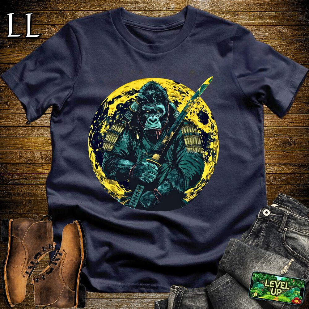 Full Moon Gorilla Samurai Red | Mystical Warrior Tee
