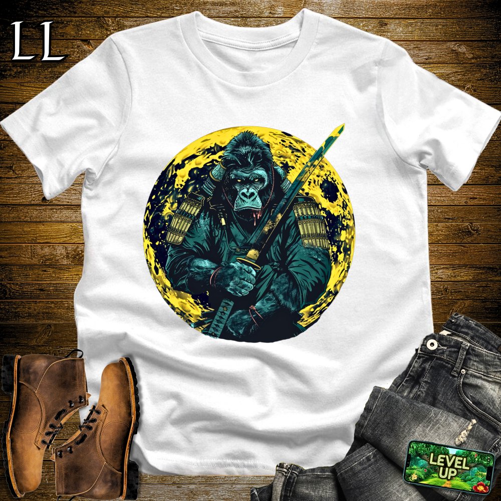 Full Moon Gorilla Samurai Military Green | Mystical Warrior Tee