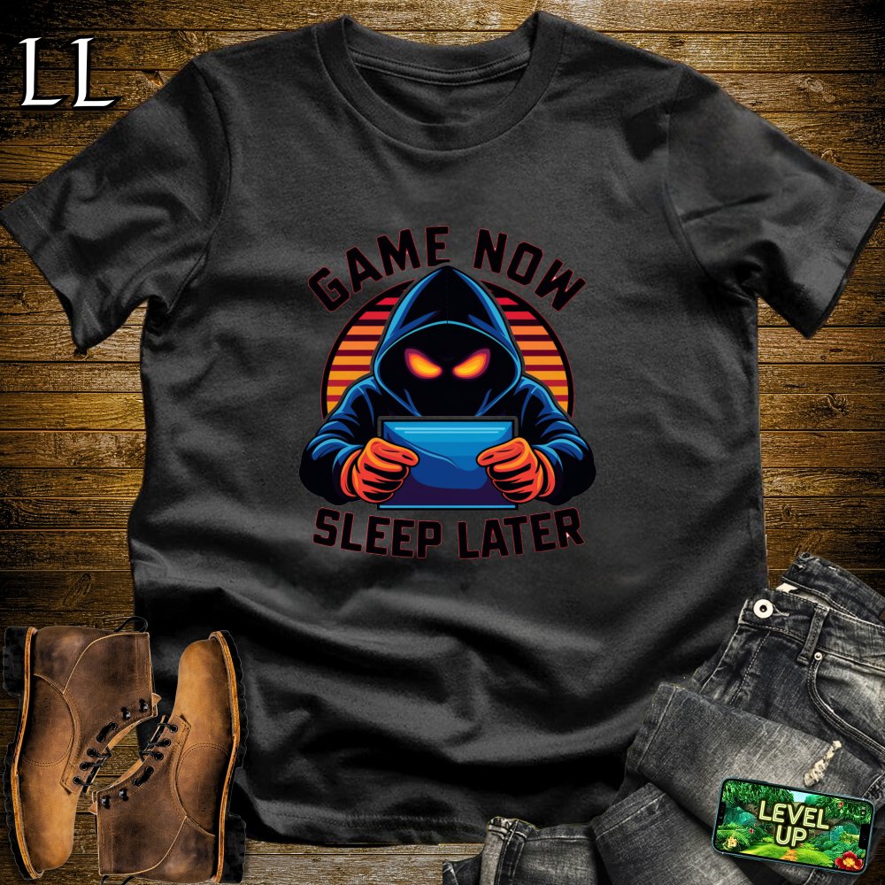 Game Now Sleep Later Softstyle Tee - Black - LegacyLayers