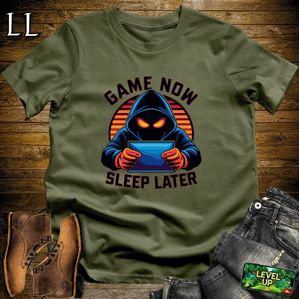 Game Now Sleep Later Softstyle Tee - Military Green - LegacyLayers