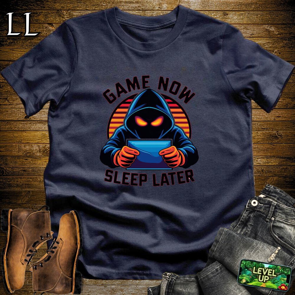 Game Now Sleep Later Softstyle Tee - Navy - LegacyLayers