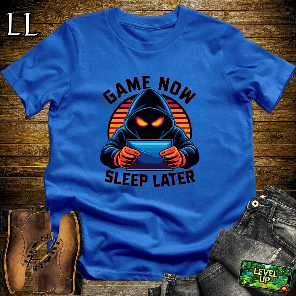 Game Now Sleep Later Softstyle Tee - Royal - LegacyLayers