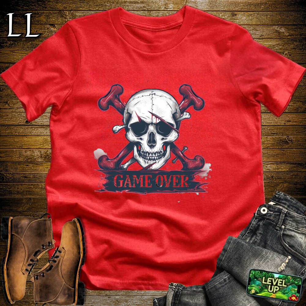 Game Over Grim Reaper Skull Softstyle Tee - Red - LegacyLayers