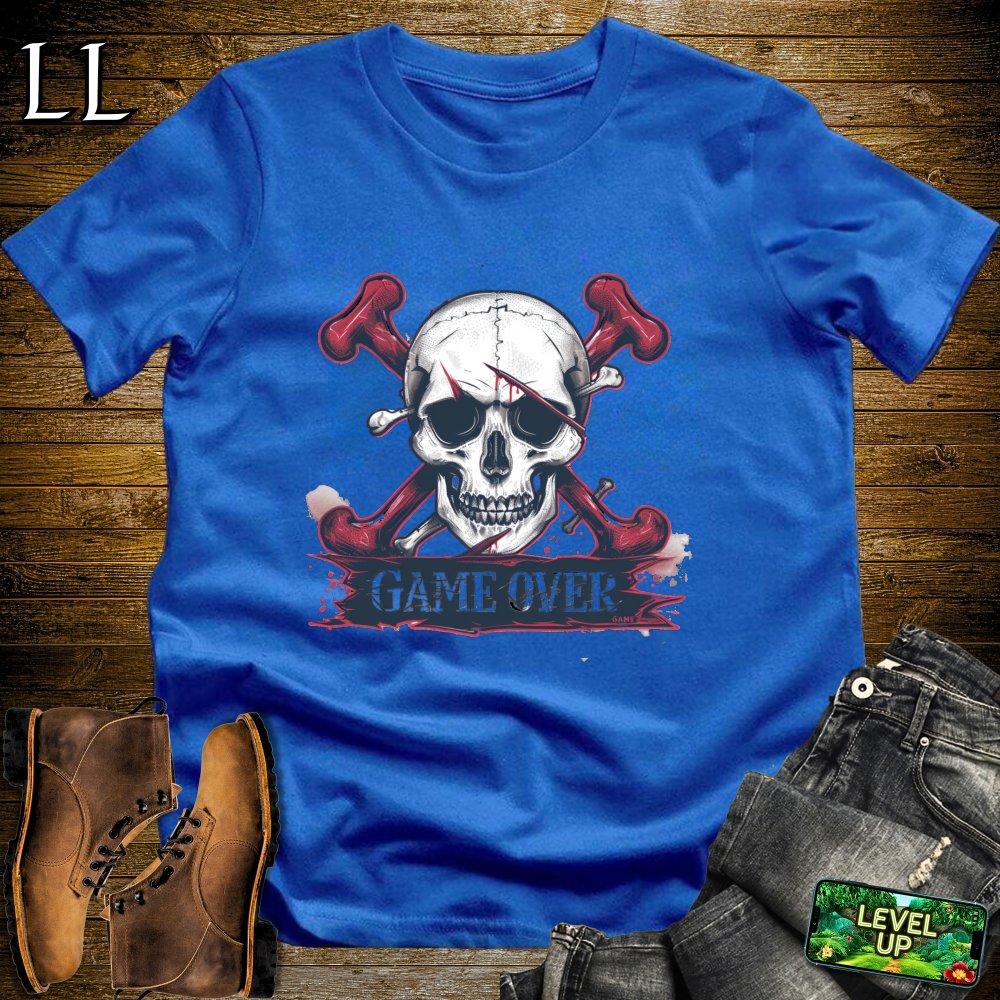 Game Over Grim Reaper Skull Softstyle Tee - Royal - LegacyLayers