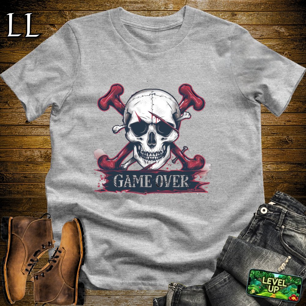 Game Over Grim Reaper Skull Softstyle Tee - Sport Grey - LegacyLayers