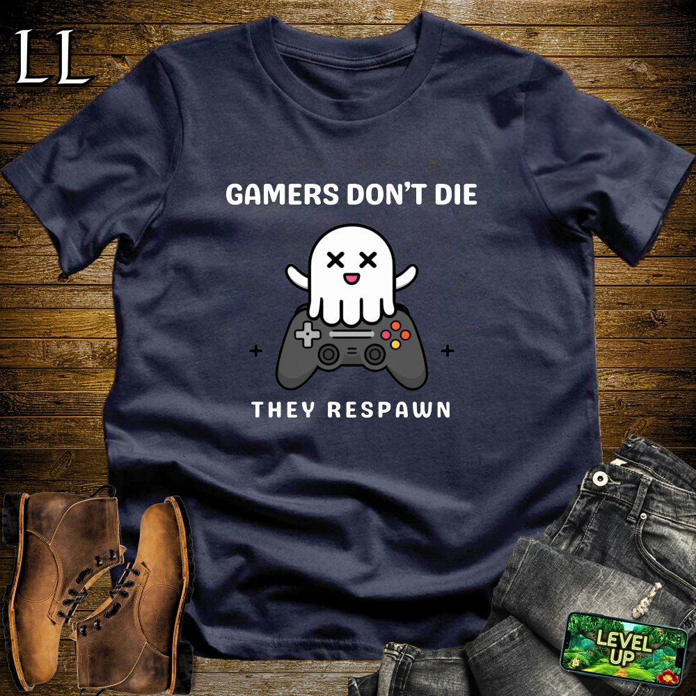 Gamers Dont Die They Respawn Softstyle Tee - Navy - LegacyLayers