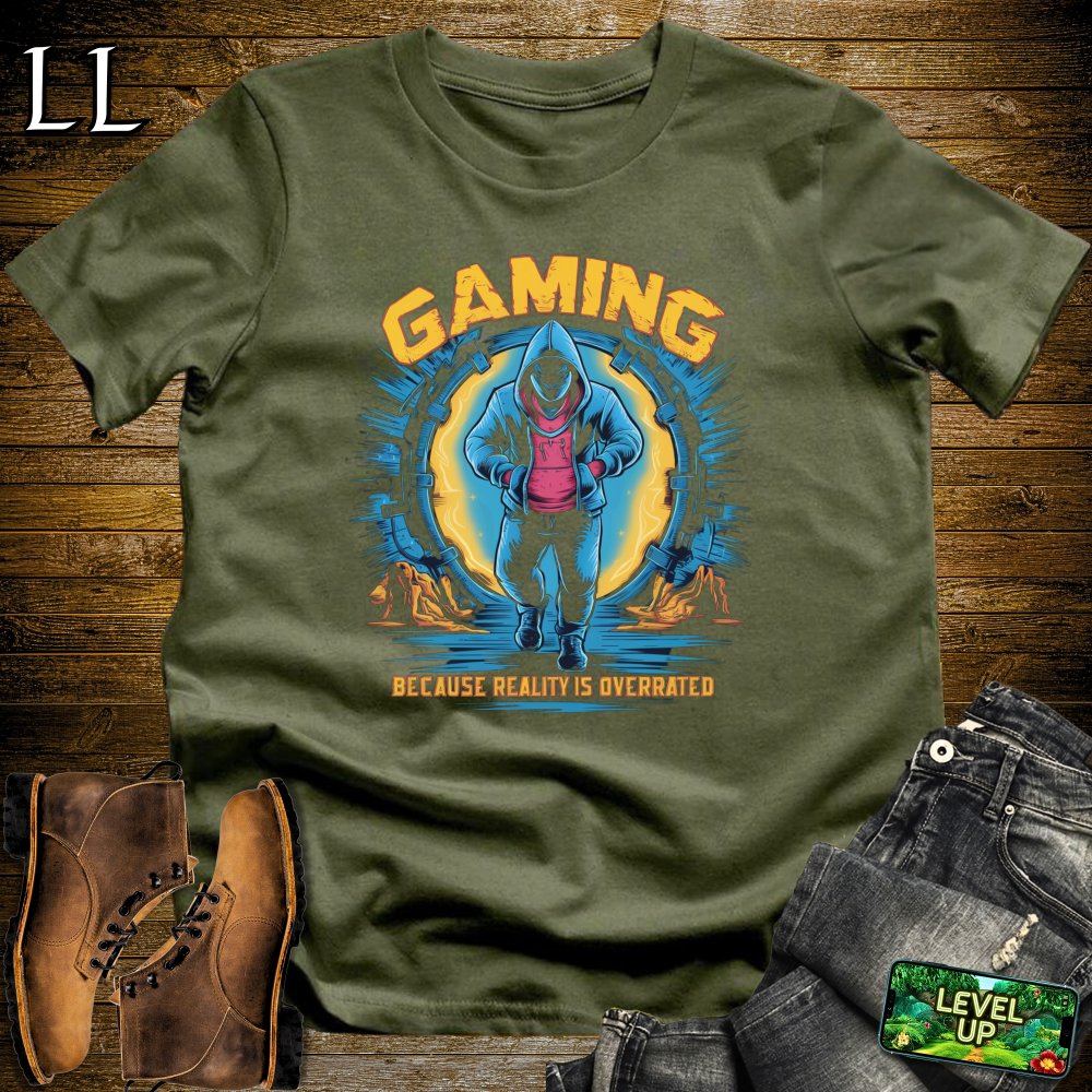 Gaming Because Reality is Overrated Softstyle Tee - Military Green - LegacyLayers