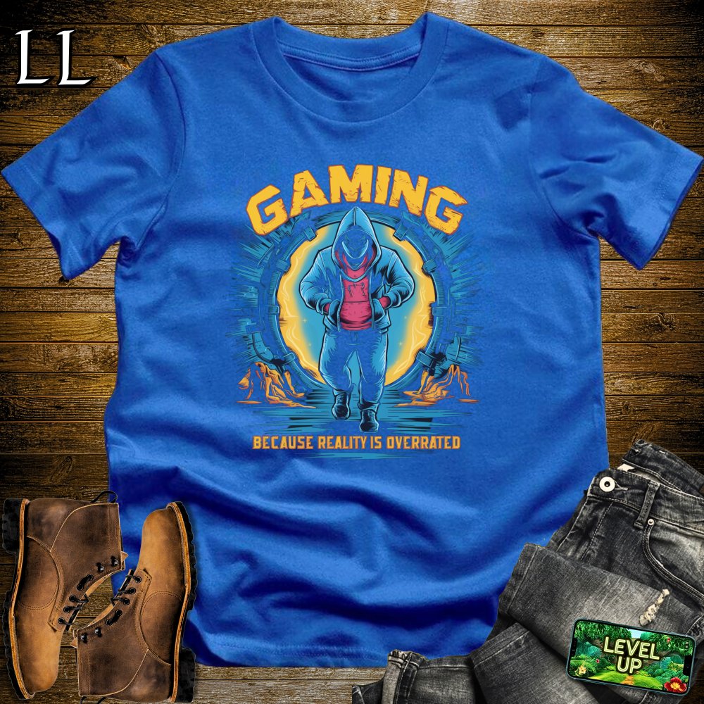 Gaming Because Reality is Overrated Softstyle Tee - Royal - LegacyLayers