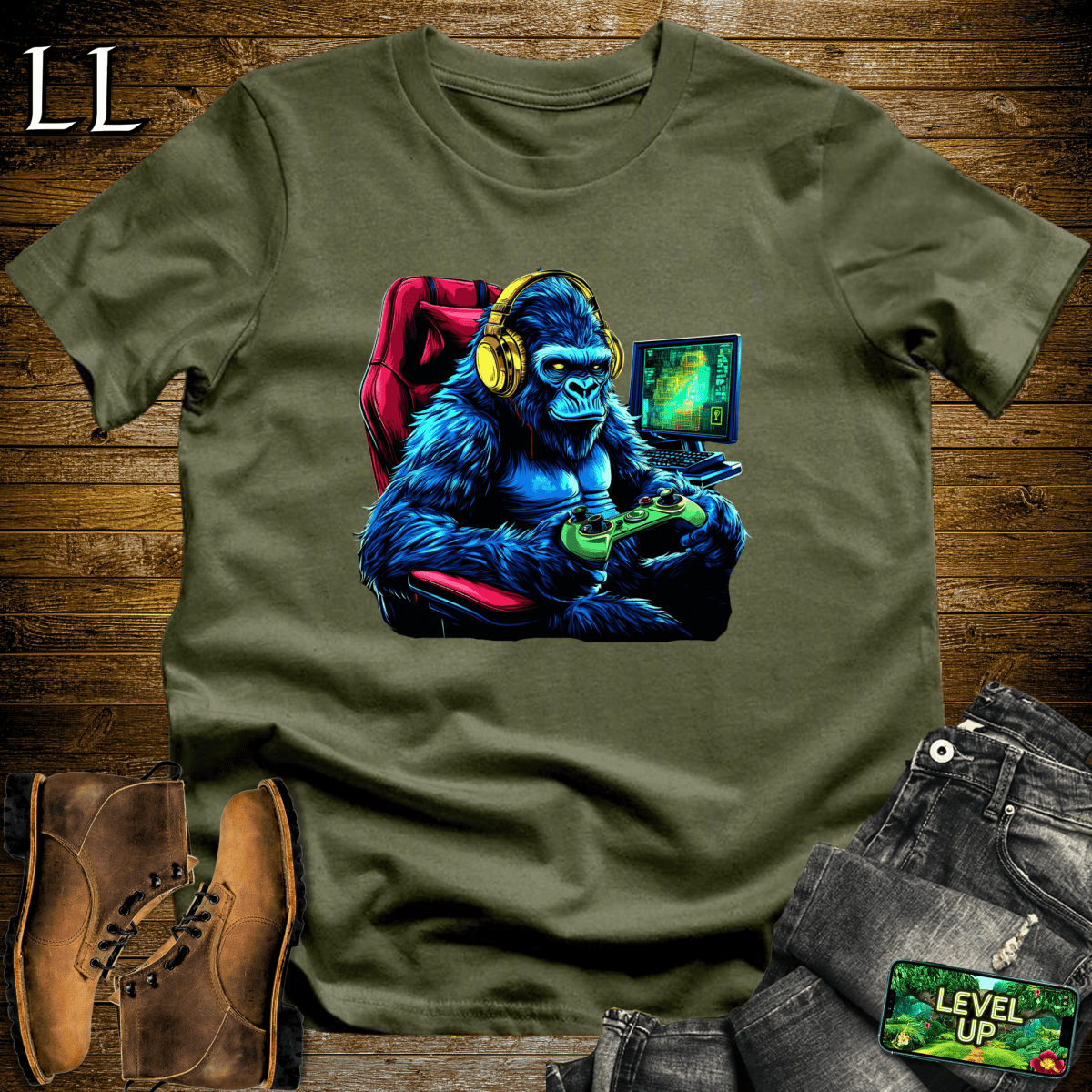 Gaming Gorilla Softstyle Tee - Military Green - LegacyLayers