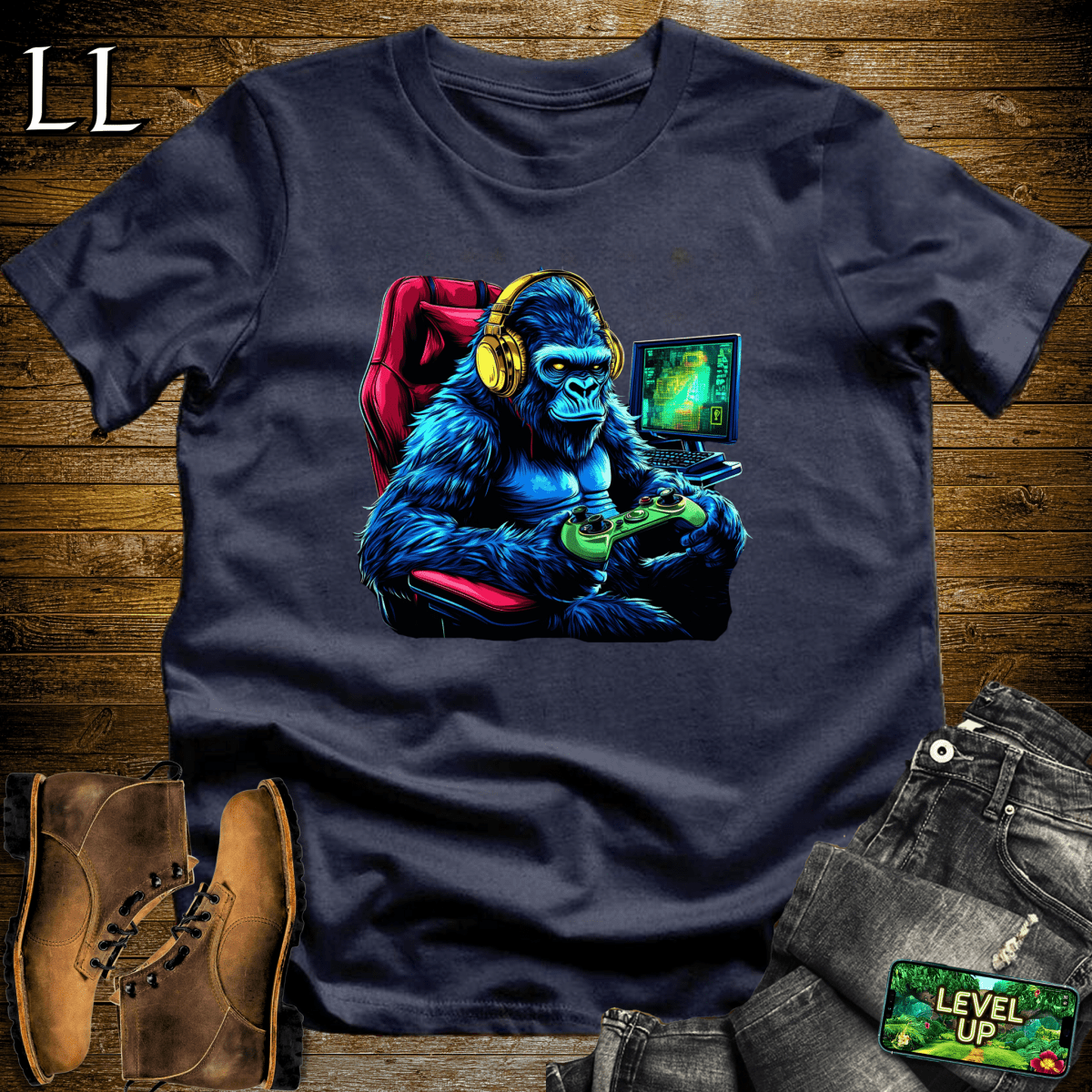 Gaming Gorilla Softstyle Tee - Navy - LegacyLayers