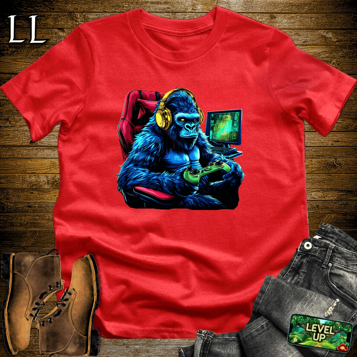 Gaming Gorilla Softstyle Tee - Red - LegacyLayers