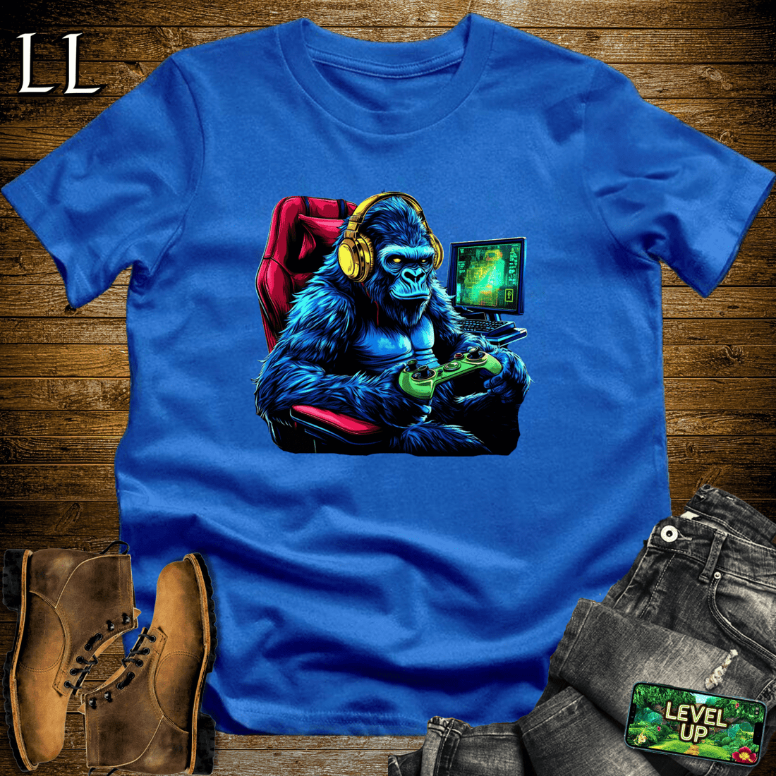 Gaming Gorilla Softstyle Tee Royal | Gamer Shirt