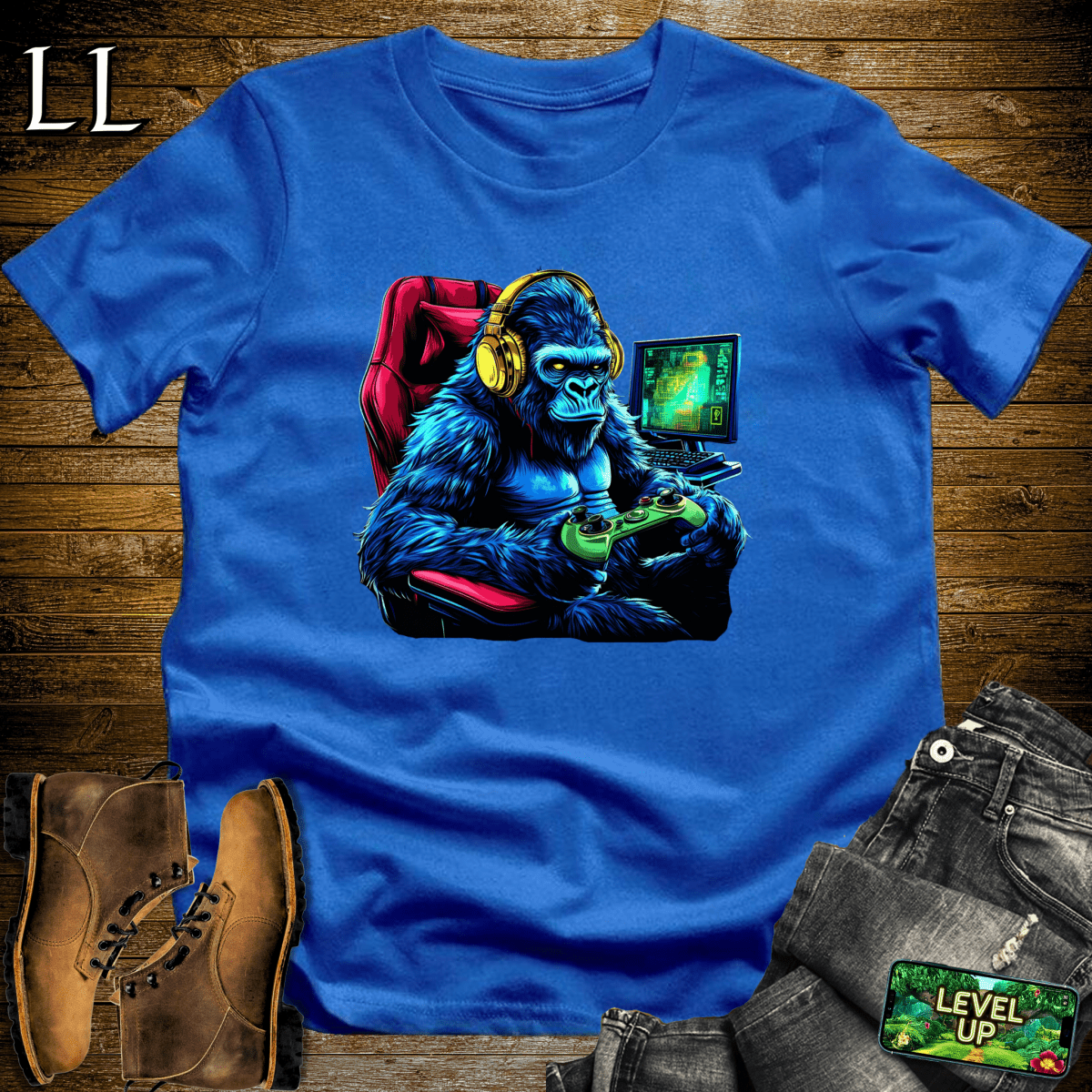 Gaming Gorilla Softstyle Tee - Royal - LegacyLayers