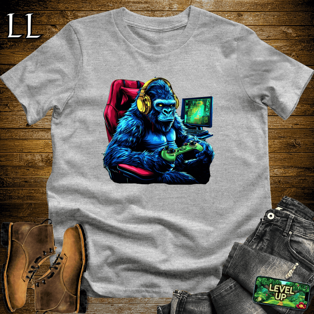 Gaming Gorilla Softstyle Tee Sport Grey | Gamer Shirt