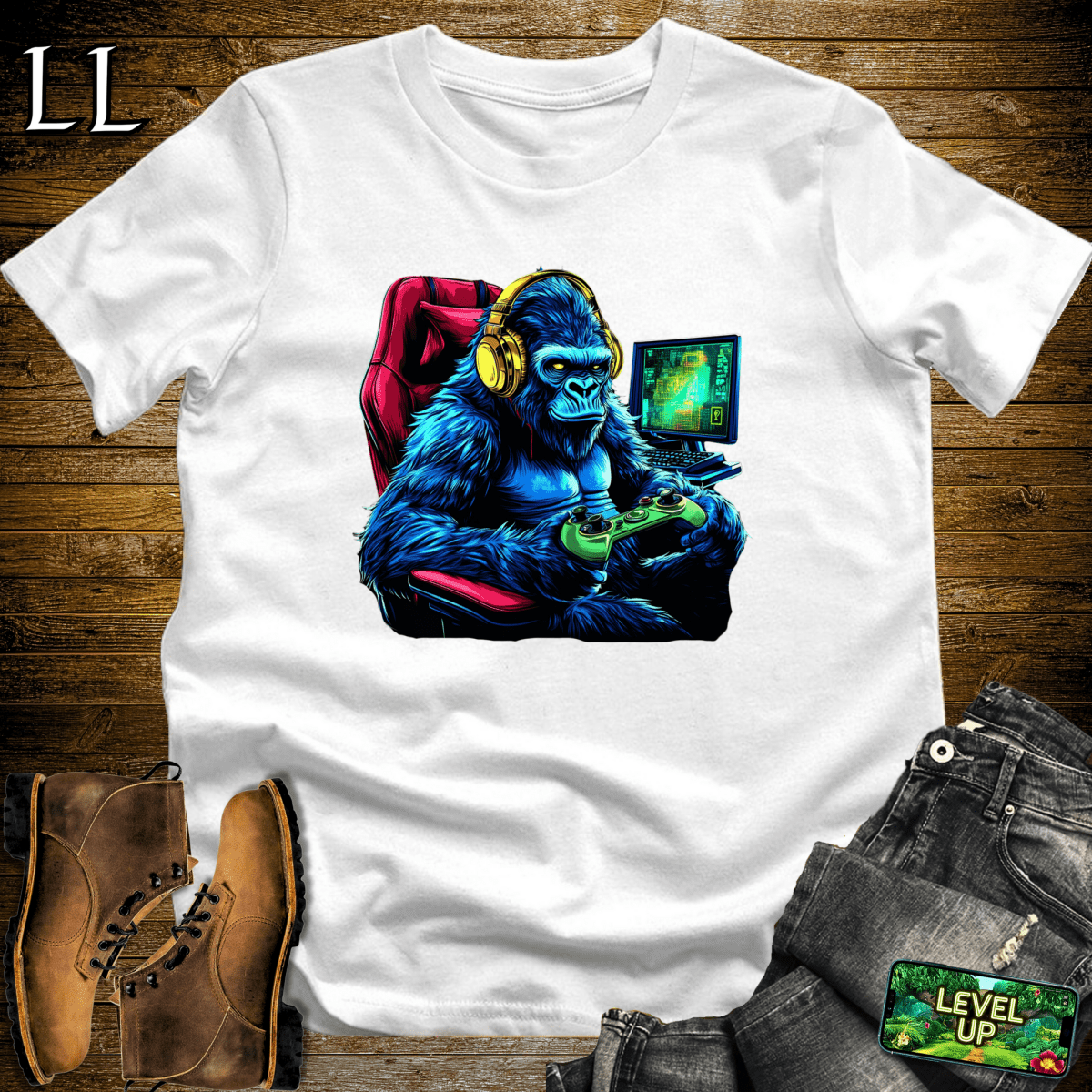 Gaming Gorilla Softstyle Tee - White - LegacyLayers